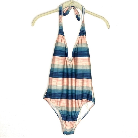 Vix Paula Hermanny One-Piece Mani Ice Striped Halter Swimsuit - Picture 2 of 8